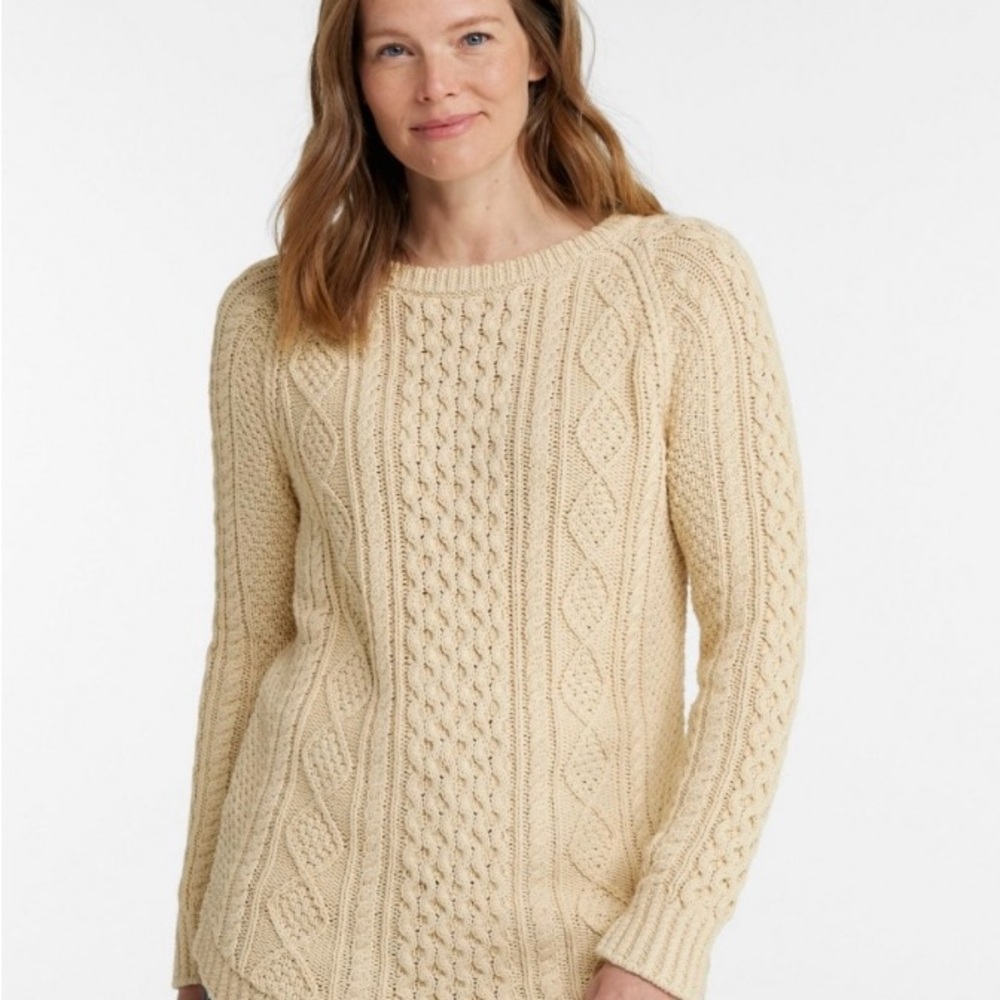 L.L. Bean Women's Cream Cable Knit Sweater